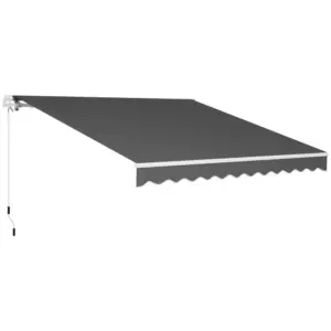 Best 3 x 2.5m Garden Patio Manual Awning, Retractable Canopy Sun Shade Shelter with Fittings and Crank Handle, Dark Grey