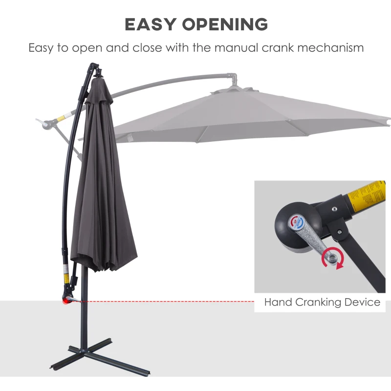 Best Cantilever Umbrella Parasol Hanging Banana Steel Dark Grey 3M Patio - Image 4