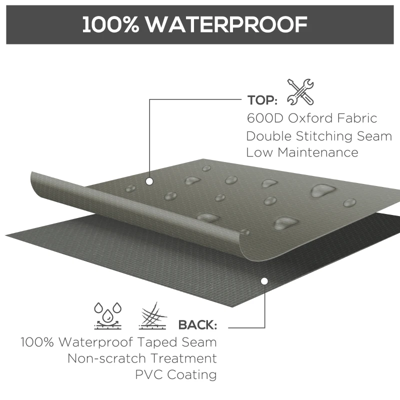 Best Large Square Patio Garden Furniture Set Cover 600D Oxford Waterproof, 230 x 230 x 70cm, Grey - Image 4