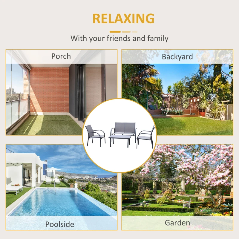 Best Four-Piece Minimal Garden Patio Set - Grey - Image 7