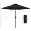 Best 2.7m Outdoor Patio Garden Umbrella Parasol with Tilt Crank and 24 LEDs Lights, Black - Image 3