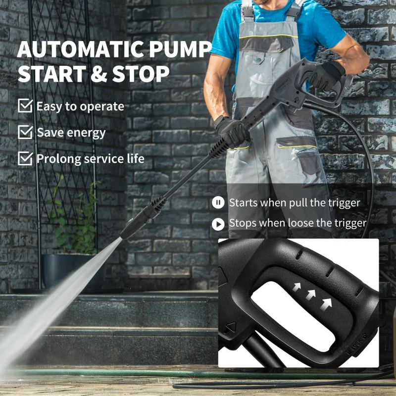 Best 1800W High Pressure Washer, 150 Bar Pressure, 420 L/h Flow, Portable Electric Power Washer Jet Wash Cleaner with Adjustable Nozzle, 6M Hose, Steel Handle for Home Patio Car Driveway, Green - Image 6