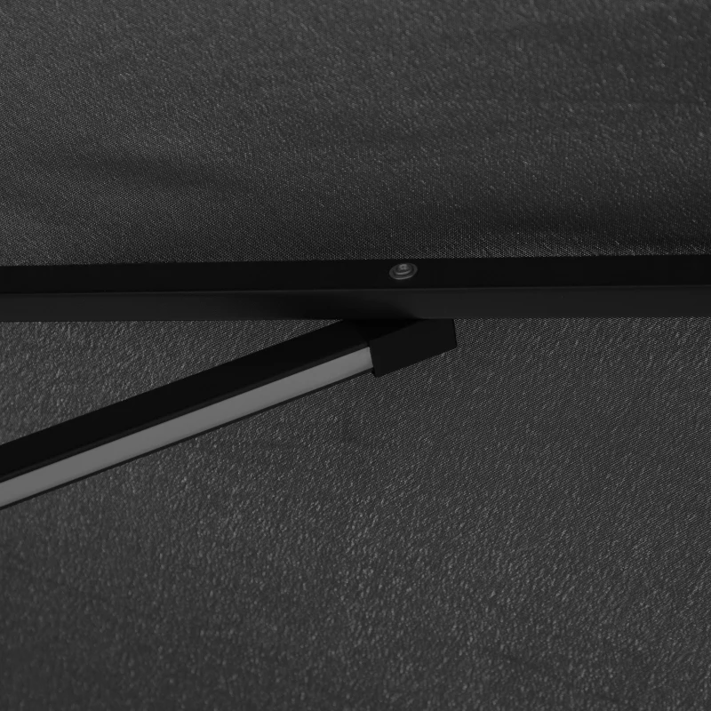 Best 3m LED Patio Banana Umbrella Cantilever Parasol w/ Crank Cross Base Hanging Offset Umbrella Frame Steel Aluminium Garden Table Outdoor Black - Image 8