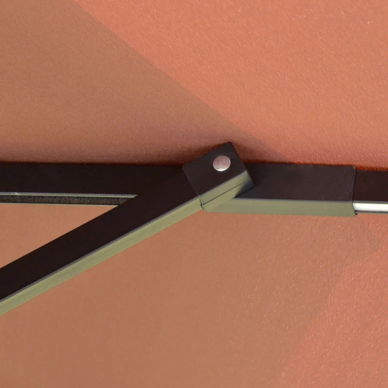 Best 3(m) Cantilever Banana Parasol Hanging Umbrella with Double Roof, LED Solar lights, Crank, 8 Sturdy Ribs and Cross Base for Outdoor, Garden, Patio, Coffee - Image 8