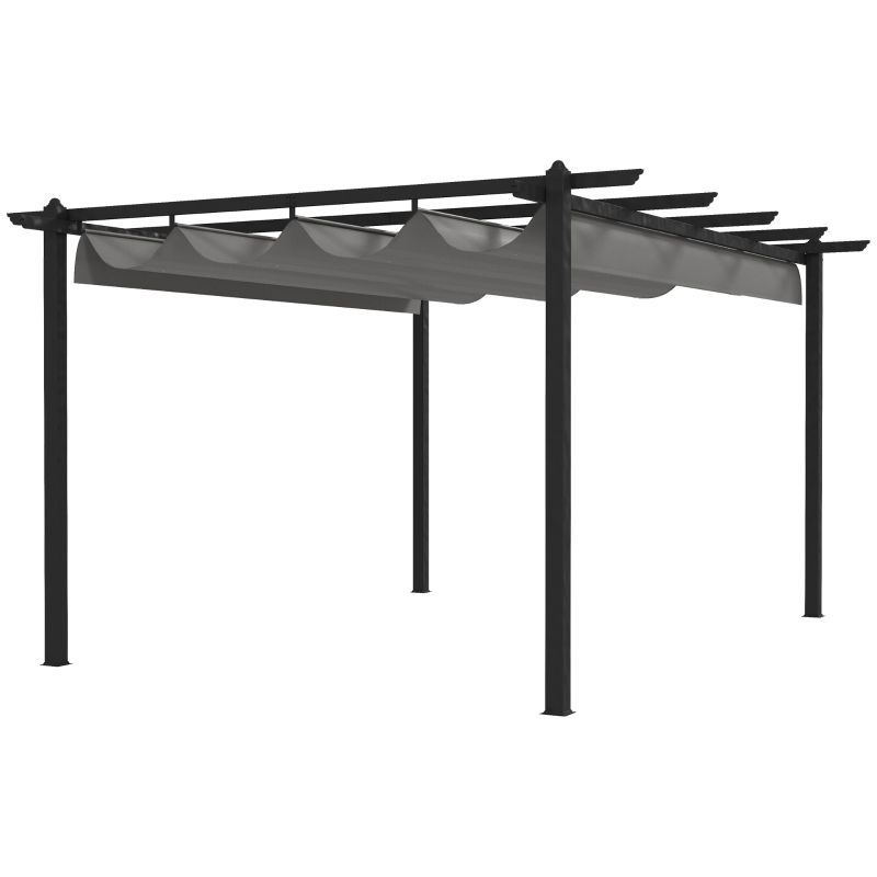 Best 4 x 3(m) Aluminium Pergola with Retractable Roof, Garden Gazebo Canopy Shelter for Outdoor, Patio, Grey - Image 11