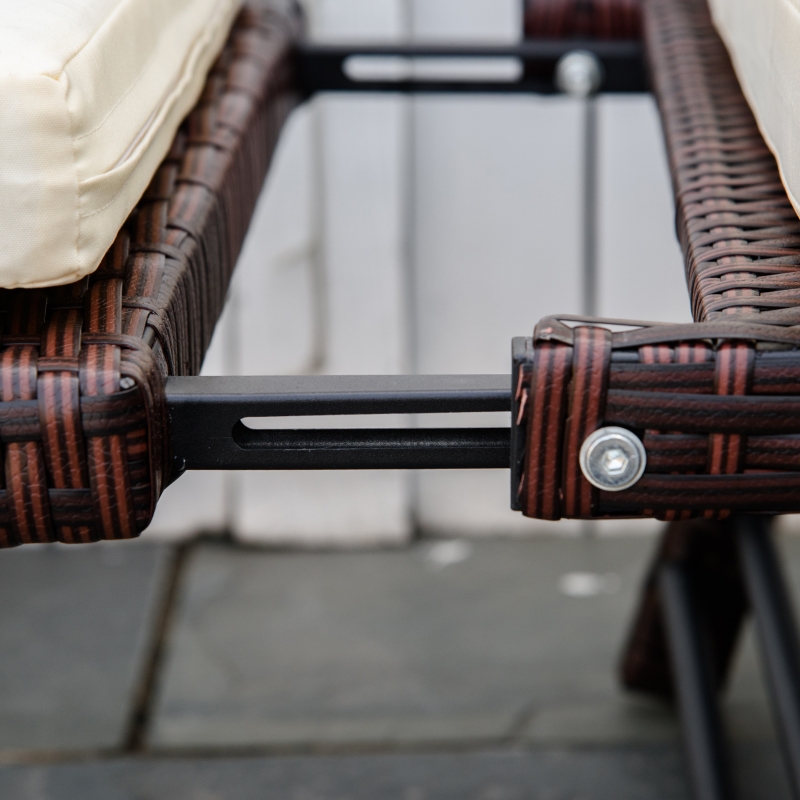 Best 2-Seater 2-in-1 Rattan Convertible Sofa Daybed Brown - Image 9