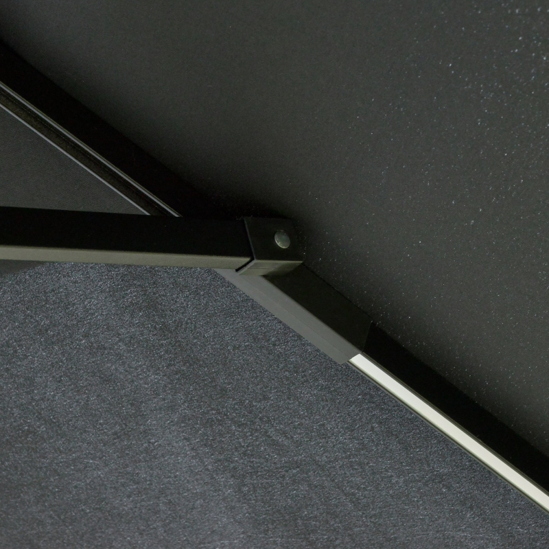 Best 3(m) Cantilever Banana Parasol Hanging Umbrella with LED Solar lights, Crank, 8 Sturdy Ribs and Cross Base for Outdoor, Garden, Patio, Black - Image 10