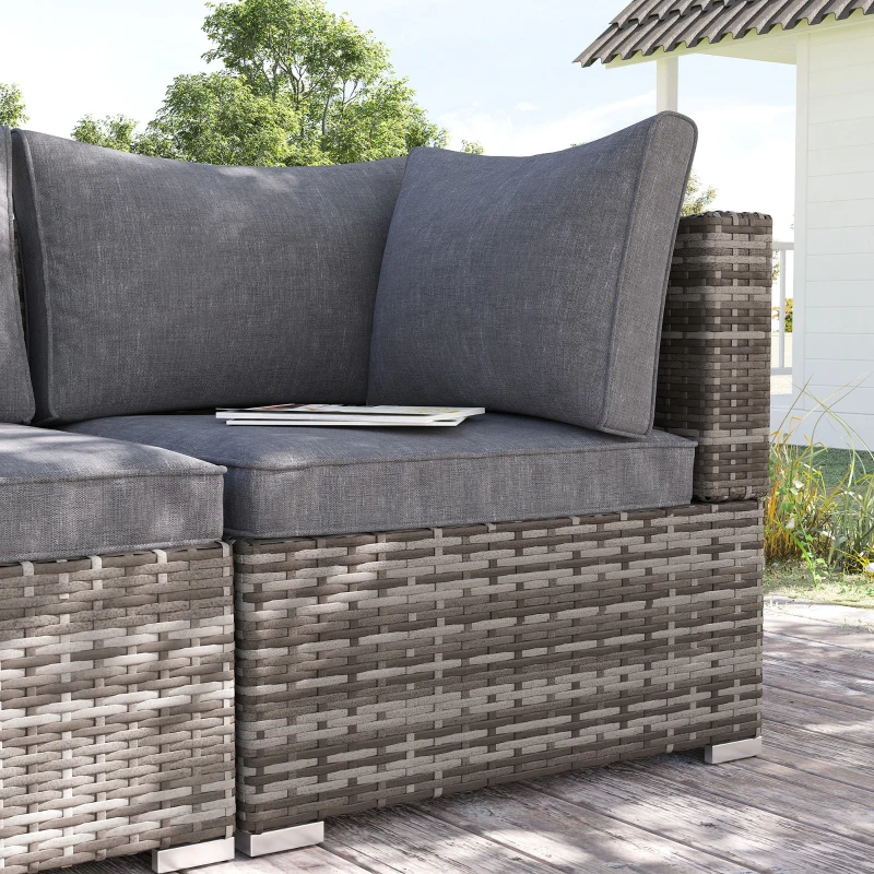 Best Outdoor PE Rattan Corner Sofa, Garden Wicker Furniture Single Sofa Chair w/ Cushions, Deep Grey - Image 2
