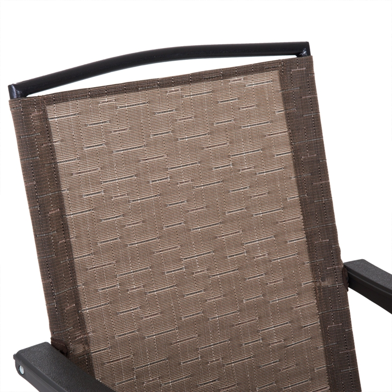 Best 3 Piece Outdoor Bistro Set, Patio Conversation Furniture Set with 2 Folding Backrest Adjustable Armchairs and Glass Top Coffee Table, Brown - Image 9