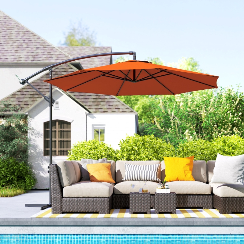 Best 2.45m Overhanging Cantilever Parasol, with Cross Base - Orange - Image 10