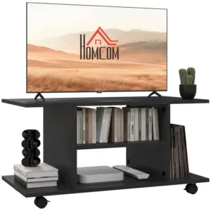 Best Modern TV Cabinet Stand Storage Shelves Table Mobile Bedroom Furniture Bookshelf Bookcase Black