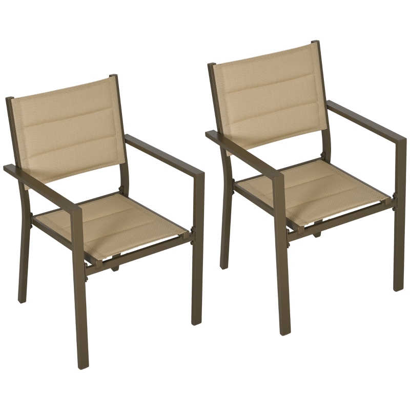 Best Set of Two Aluminium Stacking Garden Chairs - Khaki - Image 11