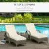 Best Set of 2 Sun Lounger Cushions, Replacement Cushions for Rattan Furniture with Ties, 196 x 55 cm, Cream White - Image 4