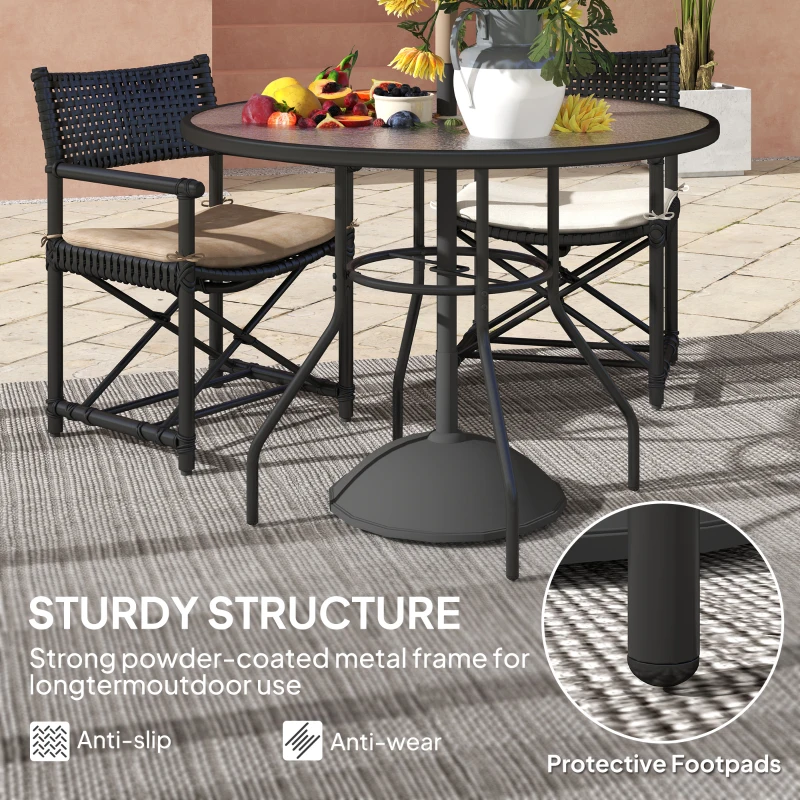 Best Glass-Top Garden Table, with Parasol Hole - Black - Image 6
