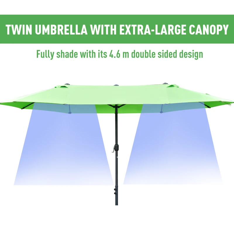 Best 4.6M Sun Umbrella Canopy Double-sided Crank Sun Shade w/ Cross Base Green - Image 4