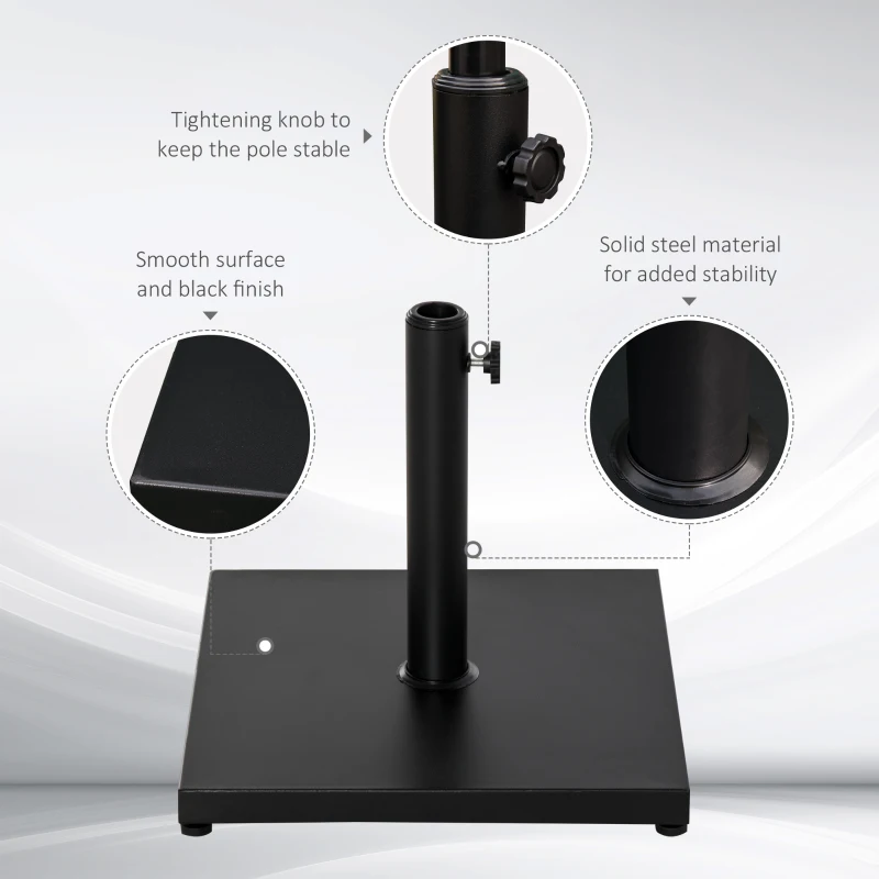 Best Φ35/38/48MM 18KG Steel Square Parasol Stand Base w/ Adjustable Knob Umbrella Stand Garden Patio Outdoor Home, Black - Image 4