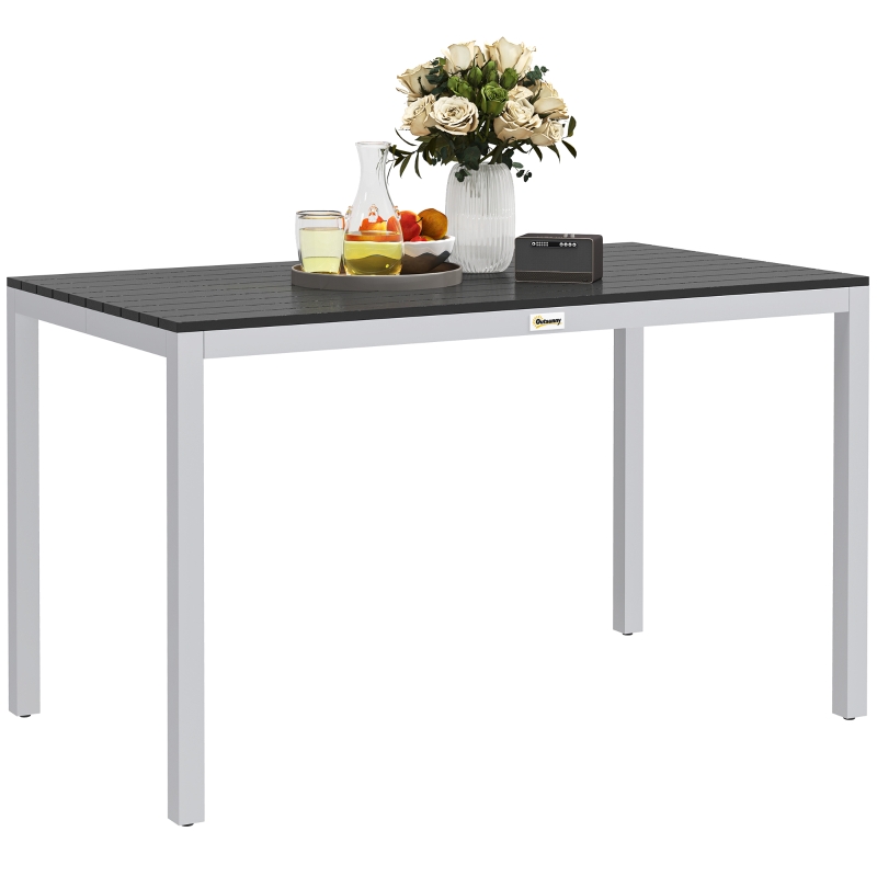 Best Garden Table for 4-6, 120 x 70 cm Outdoor Dining Table with Rust-Resistant Aluminium Frame, Easy Maintenance Slatted Top, for Patio, Terrace, Balcony, Black - Image 10