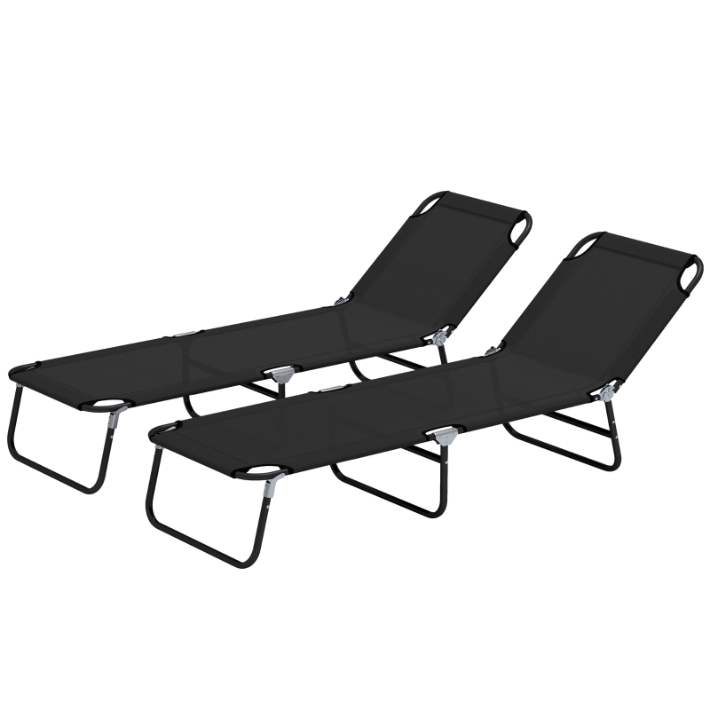 Best Garden Sun Lounger, with Five-Position Back - Black - Image 11