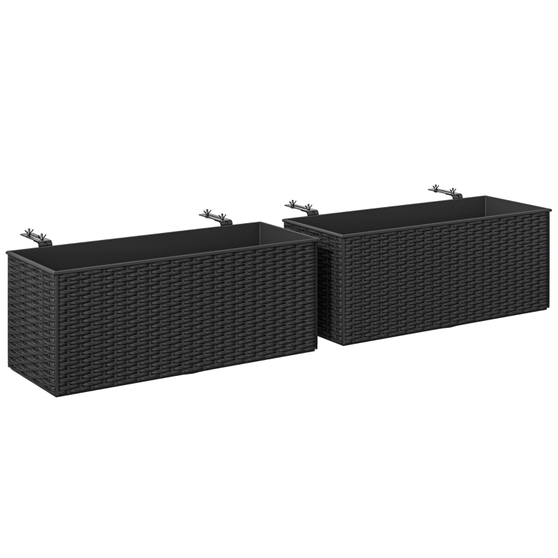 Best Set of Two Rattan-Effect Planters - Black - Image 11