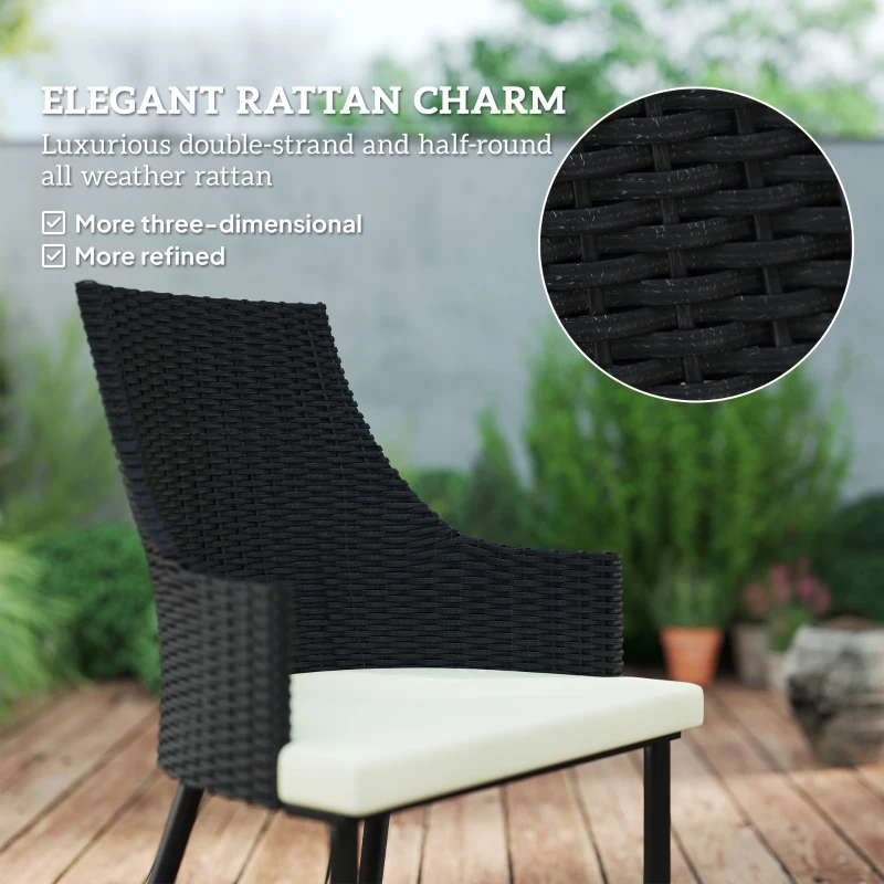 Best 6 Seater Rattan Dining Set with Cushions, Garden Furniture Set with Armchairs, Rectangle Slatted Table Top, Steel Frame, Parasol Hole, Wicker Outdoor Furniture for Patio, Balcony, Cream White - Image 4