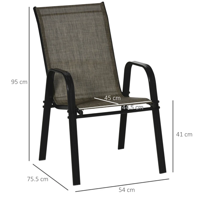 Best Set of Four Stackable Mesh Seat Chairs - Mixed Brown - Image 3