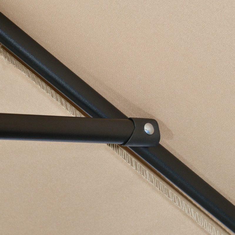 Best 3x2m Patio Parasol Garden Umbrellas Canopy with Aluminium Tilt Crank Rectangular Sun Shade Steel, Khaki - Image 9