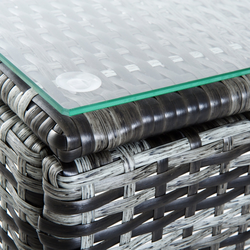 Best 3 Pieces Rattan Sun Loungers, Garden Wicker Wheeling Recliner , PE Rattan Lounge Chairs w/ Cushions & Side Coffee Table Grey - Image 11