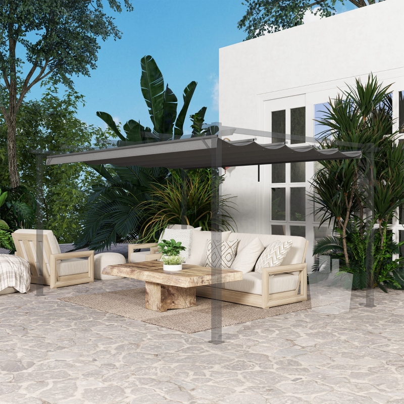 Best Retractable Pergola Shade Cover, Replacement Canopy for 4 x 3 (m) Pergola, Retractable Roof, Light Grey - Image 9