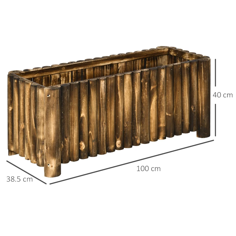 Best 100L Raised Flower Bed Wooden Rectangular Planter Container Box Flower Pot Herb Pot 100L x 38.5W x 40H (cm) - Image 3