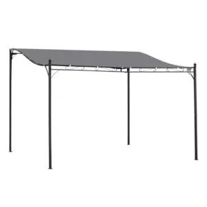 Best 4 x 3 Meters Canopy Metal Wall Gazebo Awning Garden Marquee Shelter Door Porch - Grey