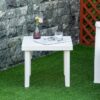 Best Garden Side Table Plastic Outdoor Square Coffee End Table for Drink Snack, White - Image 10