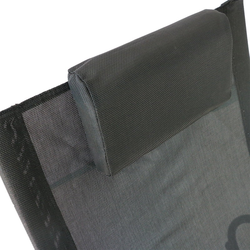 Best Rocking Chair Sun Lounger Recliner Rocker Texteline Fabric Patio Garden Relaxer with Pillow, Black - Image 9