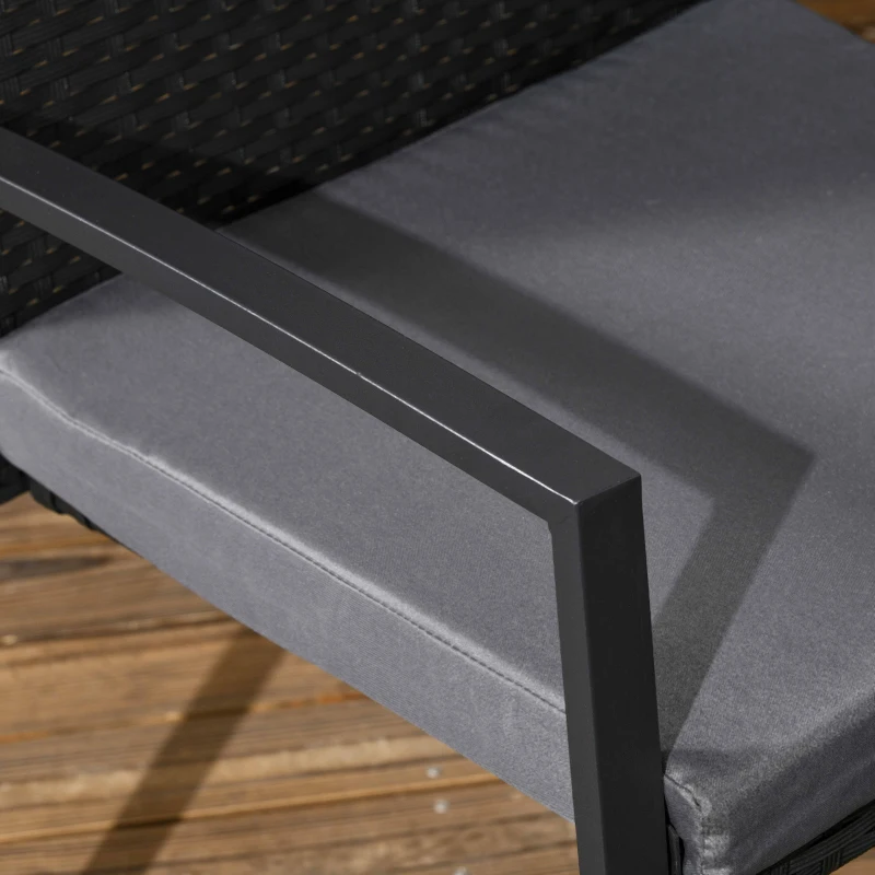 Best Five-Piece Garden Dining Set, with Rattan Seat Chairs and Cushions - Black - Image 8