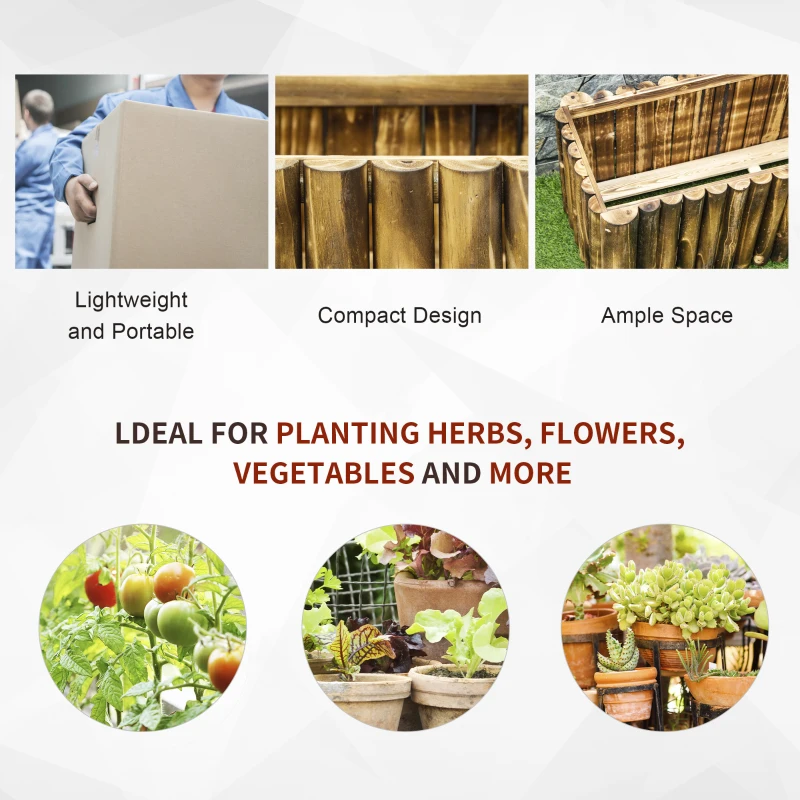 Best 100L Raised Flower Bed Wooden Rectangular Planter Container Box Flower Pot Herb Pot 100L x 38.5W x 40H (cm) - Image 4