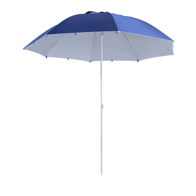 Best 2m UV Protection Fishing Beach Umbrella Brolly Shelter w/ Side Panel Tent Blue - Image 10
