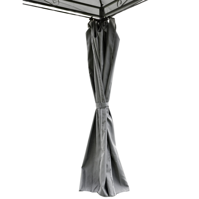 Best 4m x 3(m)Garden Gazebo, Double Roof Outdoor Gazebo Canopy Shelter with Curtains, Solid Steel Frame for Lawn and Deck, Grey - Image 12