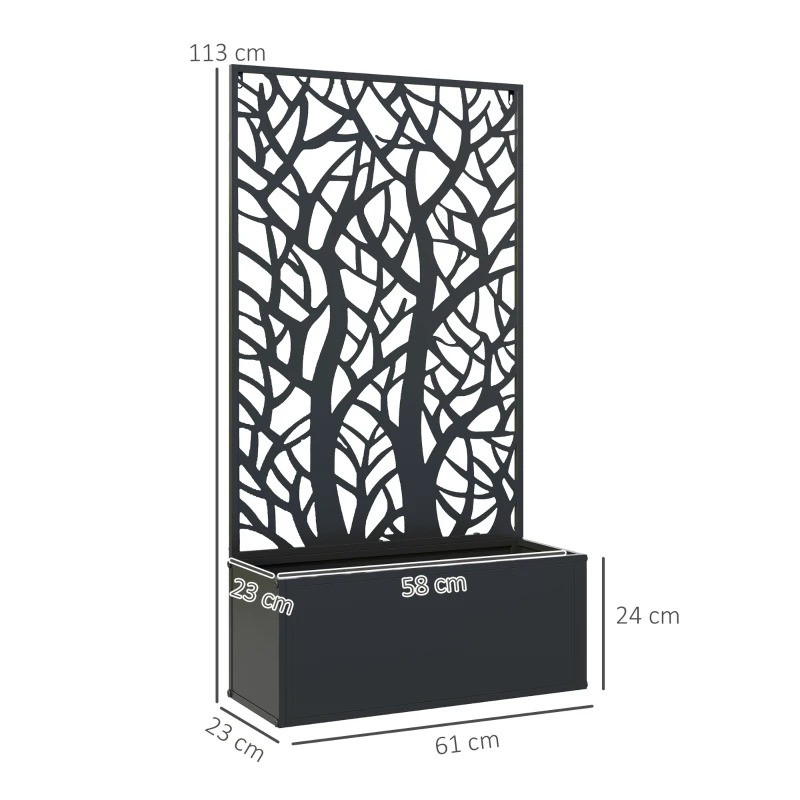Best Outdoor Metal Planter, with Back Trellis - Black - Image 3