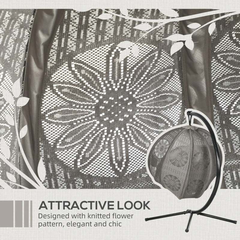 Best Round Egg Basket Chair, with Steel Stand, Sand - Image 5