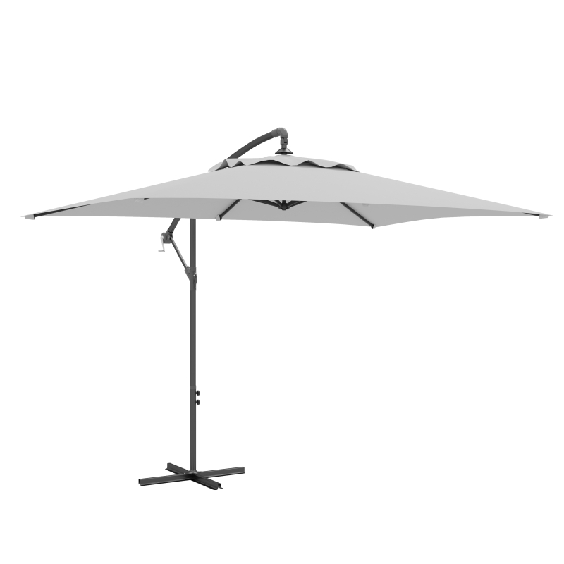 Best 3(m) Cantilever Overhanging Parasol, with Cross Base - Light Grey - Image 11