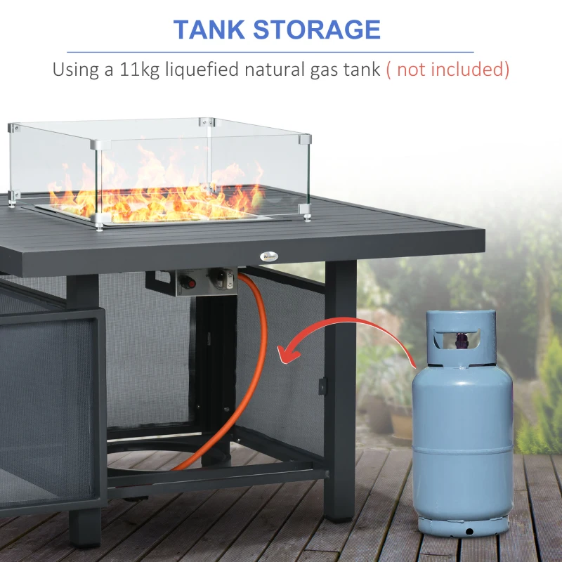 Best 6-Piece Aluminium Garden Furniture Set with Fire Pit Table, Outdoor Dining Sofa Set with Cushions, Loveseats and Footstools, Sectional Corner Conservatory Furniture for Patio, Grey - Image 5