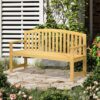 Best 2 Seater Wooden Garden Bench with Armrest, Outdoor Furniture Chair for Park, Balcony, Orange - Image 2