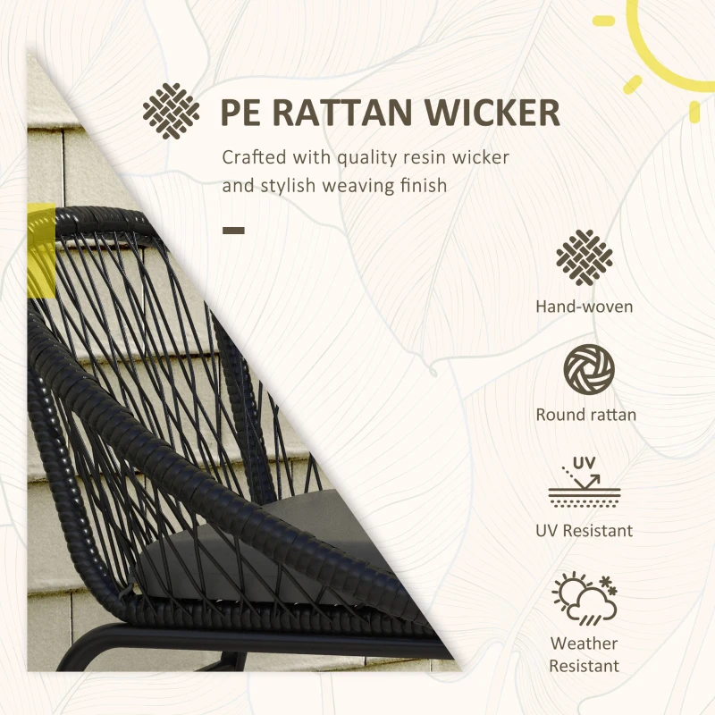 Best Three-Piece Rattan Bistro Set - Black - Image 5