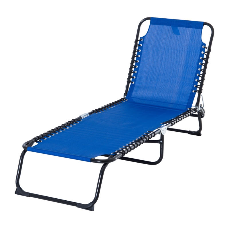 Best Foldable Sun Lounger, Outdoor 4 Level Adjustable Backrest Reclining Chaise Chair, Steel Frame Recliner Chair for Camping, Hiking, Navy Blue - Image 13