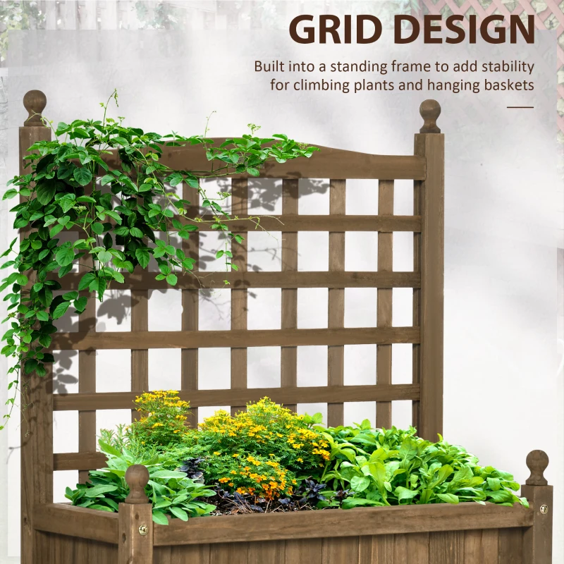 Best Garden Planters with Trellis for Climbing Vines, Wood Raised Beds for Garden, Flower Pot, Indoor Outdoor, Brown - Image 4