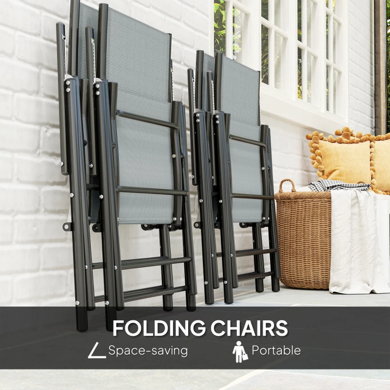 Best Five-Piece Steel Frame Patio Set - Grey/Black - Image 4