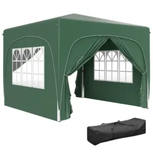 Best 3 x 3m Pop-Up Gazebo Shelter, with Accessories - Dark Green
