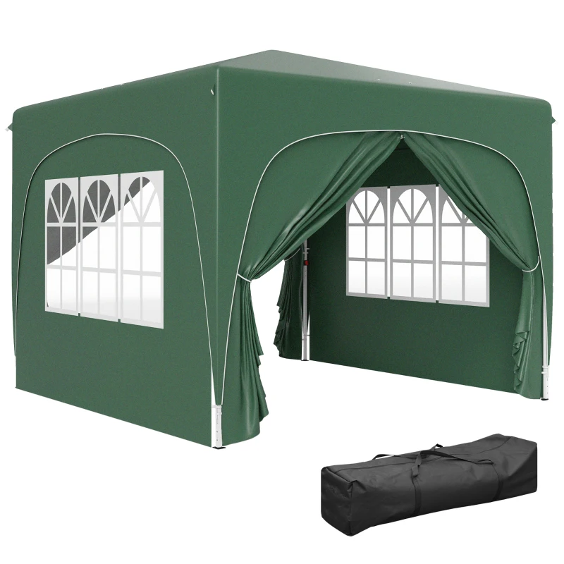 Best 3 x 3m Pop-Up Gazebo Shelter, with Accessories - Dark Green