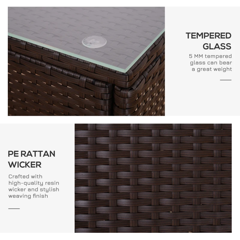 Best 3 Pieces Rattan Bistro Set with Furniture Cover, Wicker Garden Furniture Set, Glass Top Coffee Table and Chairs with Cushions for Outdoor, Patio, Balcony, Dark Blue - Image 6