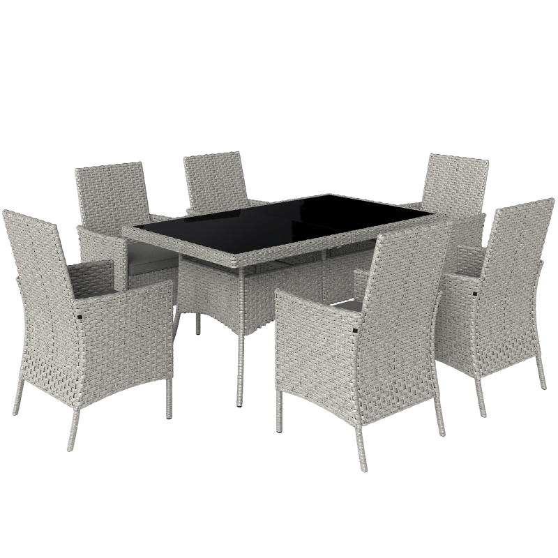 Best Seven-Piece Rattan Dining Set - Grey - Image 10