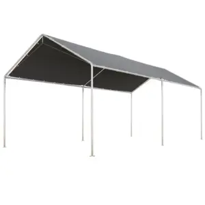 Best 3 x 6m Heavy Duty Carport Garage Car Shelter Galvanized Steel Outdoor Open Canopy Tent Water UV Resistant Waterproof, Grey